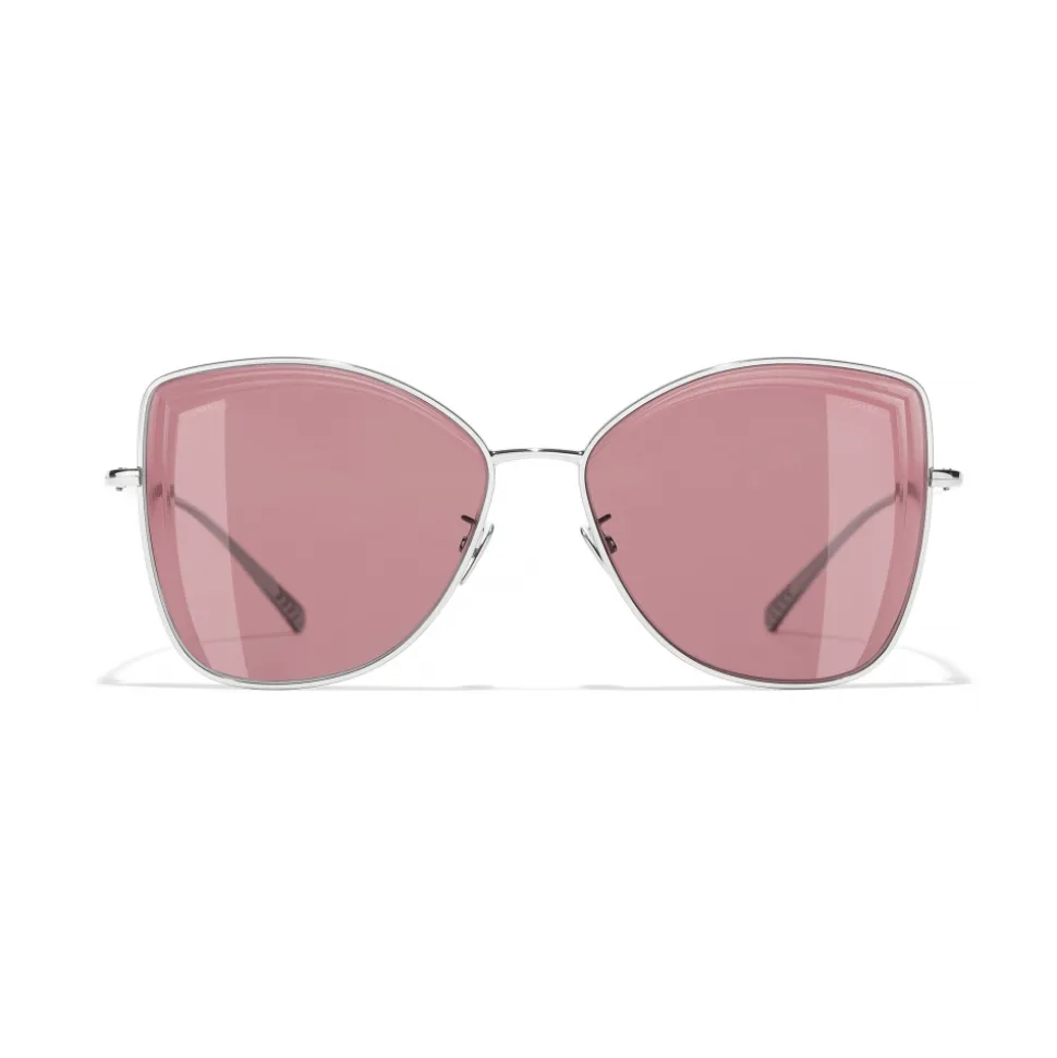 Chanel - Butterfly Sunglasses - Silver Burgundy - Chanel Eyewear - Avvenice