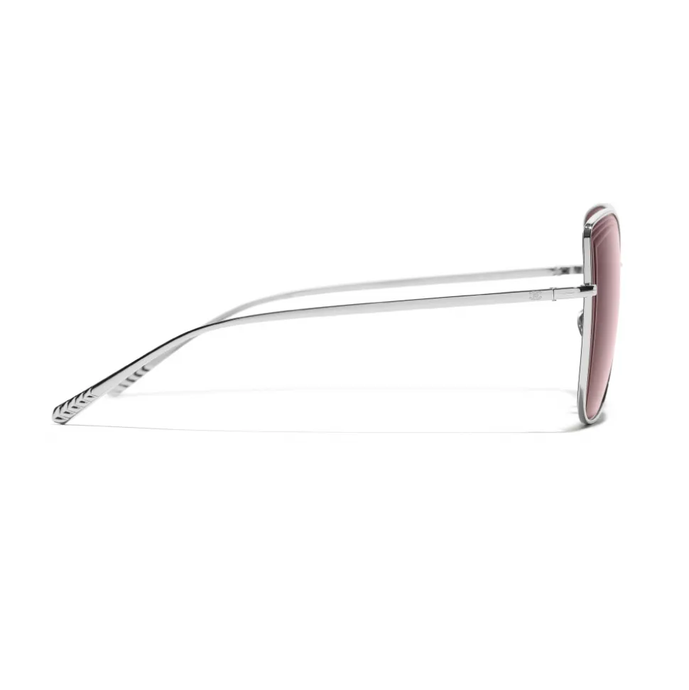 Chanel - Butterfly Sunglasses - Silver Burgundy - Chanel Eyewear - Avvenice