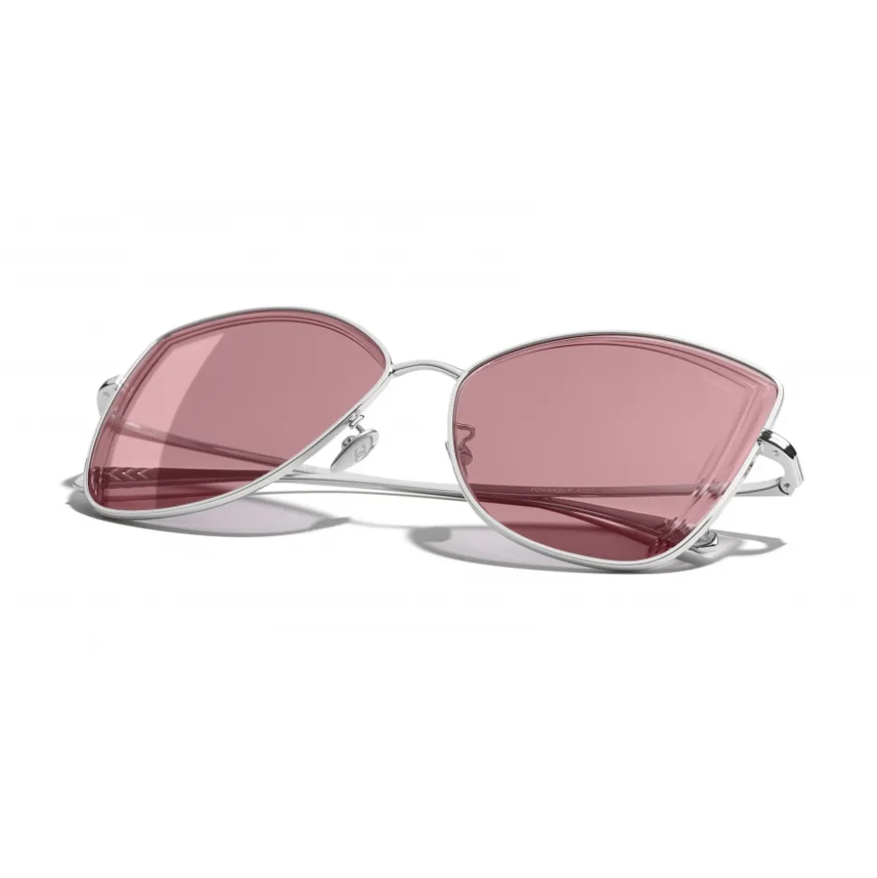 Chanel - Butterfly Sunglasses - Silver Burgundy - Chanel Eyewear - Avvenice