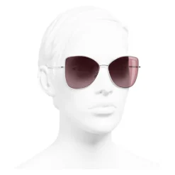 Chanel - Butterfly Sunglasses - Silver Burgundy - Chanel Eyewear - Avvenice