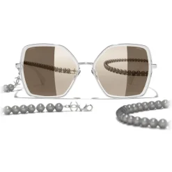 Chanel - Butterfly Sunglasses - Silver Gold - Chanel Eyewear - Avvenice