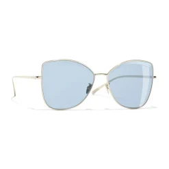 Chanel - Butterfly Sunglasses - Gold Light Blue - Chanel Eyewear - Avvenice