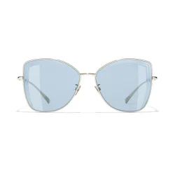 Chanel - Butterfly Sunglasses - Gold Light Blue - Chanel Eyewear - Avvenice