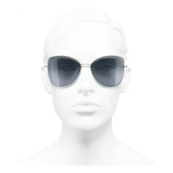 Chanel - Butterfly Sunglasses - Gold Light Blue - Chanel Eyewear - Avvenice