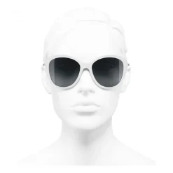 Chanel - Butterfly Sunglasses - White Gray - Chanel Eyewear - Avvenice