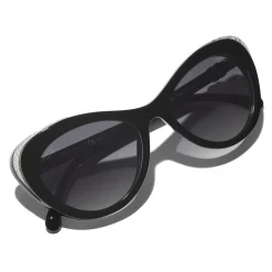 Chanel - Cat Eye Sunglasses - Black Silver Gray - Chanel Eyewear - Avvenice