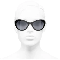 Chanel - Cat Eye Sunglasses - Black Silver Gray - Chanel Eyewear - Avvenice