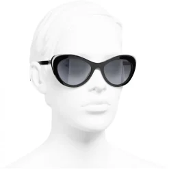 Chanel - Cat Eye Sunglasses - Black Silver Gray - Chanel Eyewear - Avvenice