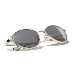 Chanel - Cat Eye Sunglasses - Gold Gray - Chanel Eyewear - Avvenice