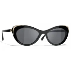 Chanel - Cat Eye Sunglasses - Black Gray - Chanel Eyewear - Avvenice