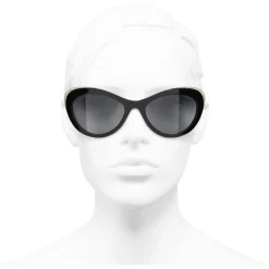 Chanel - Cat Eye Sunglasses - Black Gray - Chanel Eyewear - Avvenice