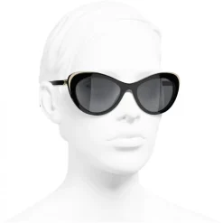 Chanel - Cat Eye Sunglasses - Black Gray - Chanel Eyewear - Avvenice