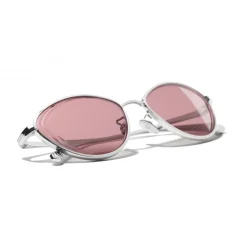 Chanel - Cat Eye Sunglasses - Silver Burgundy - Chanel Eyewear - Avvenice