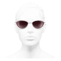 Chanel - Cat Eye Sunglasses - Silver Burgundy - Chanel Eyewear - Avvenice