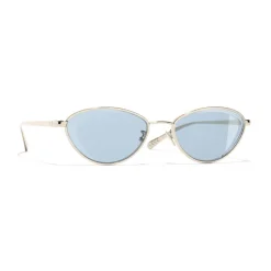 Chanel - Cat Eye Sunglasses - Gold Light Blue - Chanel Eyewear - Avvenice