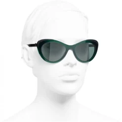 Chanel - Cat Eye Sunglasses - Green - Chanel Eyewear - Avvenice