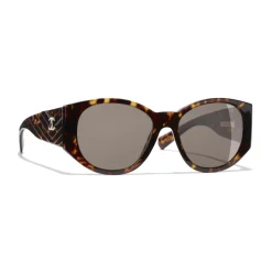 Chanel - Oval Sunglasses - Dark Tortoise Brown - Chanel Eyewear - Avvenice