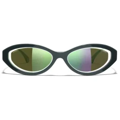 Chanel - Oval Sunglasses - Dark Green - Chanel Eyewear - Avvenice