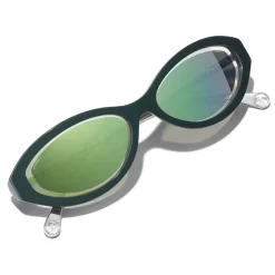 Chanel - Oval Sunglasses - Dark Green - Chanel Eyewear - Avvenice