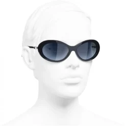 Chanel - Oval Sunglasses - Dark Blue - Chanel Eyewear - Avvenice