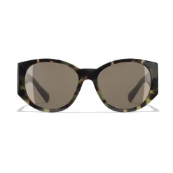 Chanel - Oval Sunglasses - Green Tortoise Brown - Chanel Eyewear - Avvenice