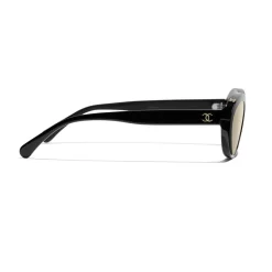 Chanel - Oval Sunglasses - Black Gold Mirror - Chanel Eyewear - Avvenice