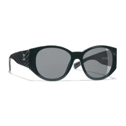 Chanel - Oval Sunglasses - Dark Green Gray - Chanel Eyewear - Avvenice