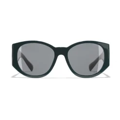 Chanel - Oval Sunglasses - Dark Green Gray - Chanel Eyewear - Avvenice