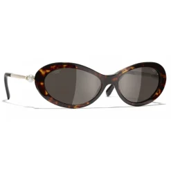 Chanel - Oval Sunglasses - Dark Tortoise Brown - Chanel Eyewear - Avvenice