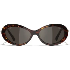 Chanel - Oval Sunglasses - Dark Tortoise Brown - Chanel Eyewear - Avvenice