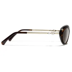 Chanel - Oval Sunglasses - Dark Tortoise Brown - Chanel Eyewear - Avvenice