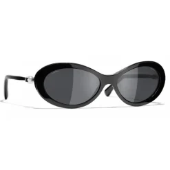 Chanel - Oval Sunglasses - Black Gray - Chanel Eyewear - Avvenice