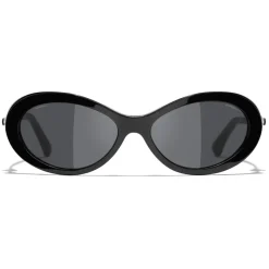 Chanel - Oval Sunglasses - Black Gray - Chanel Eyewear - Avvenice