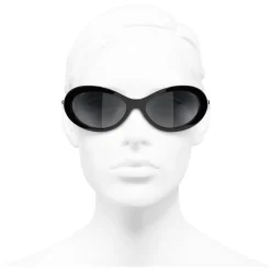 Chanel - Oval Sunglasses - Black Gray - Chanel Eyewear - Avvenice