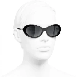Chanel - Oval Sunglasses - Black Gray - Chanel Eyewear - Avvenice
