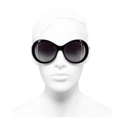 Chanel - Oval Sunglasses - Black Gray - Chanel Eyewear - Avvenice