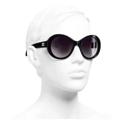 Chanel - Oval Sunglasses - Black Gray - Chanel Eyewear - Avvenice
