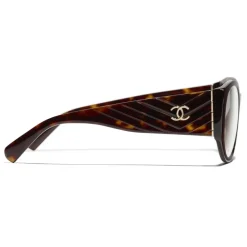 Chanel - Oval Sunglasses - Dark Tortoise Transparent - Chanel Eyewear - Avvenice