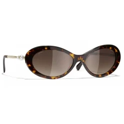 Chanel - Oval Sunglasses - Dark Tortoise Brown - Chanel Eyewear - Avvenice
