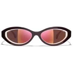 Chanel - Oval Sunglasses - Dark Red - Chanel Eyewear - Avvenice
