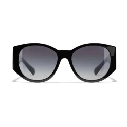 Chanel - Oval Sunglasses - Black Gray - Chanel Eyewear - Avvenice