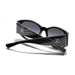 Chanel - Oval Sunglasses - Black Gray - Chanel Eyewear - Avvenice
