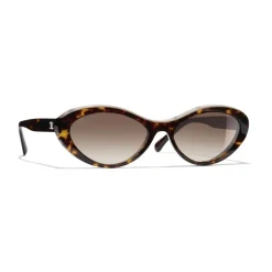 Chanel - Oval Sunglasses - Dark Tortoise Brown - Chanel Eyewear - Avvenice
