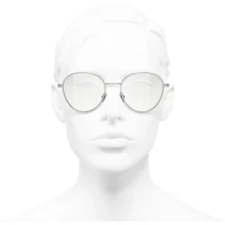 Chanel - Pantos Sunglasses - Silver Transparent - Chanel Eyewear - Avvenice