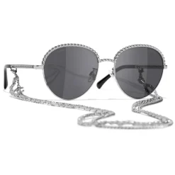 Chanel - Pantos Sunglasses - Silver Dark Gray - Chanel Eyewear - Avvenice