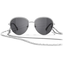 Chanel - Pantos Sunglasses - Silver Dark Gray - Chanel Eyewear - Avvenice