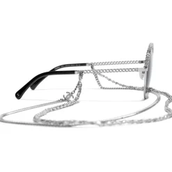 Chanel - Pantos Sunglasses - Silver Dark Gray - Chanel Eyewear - Avvenice