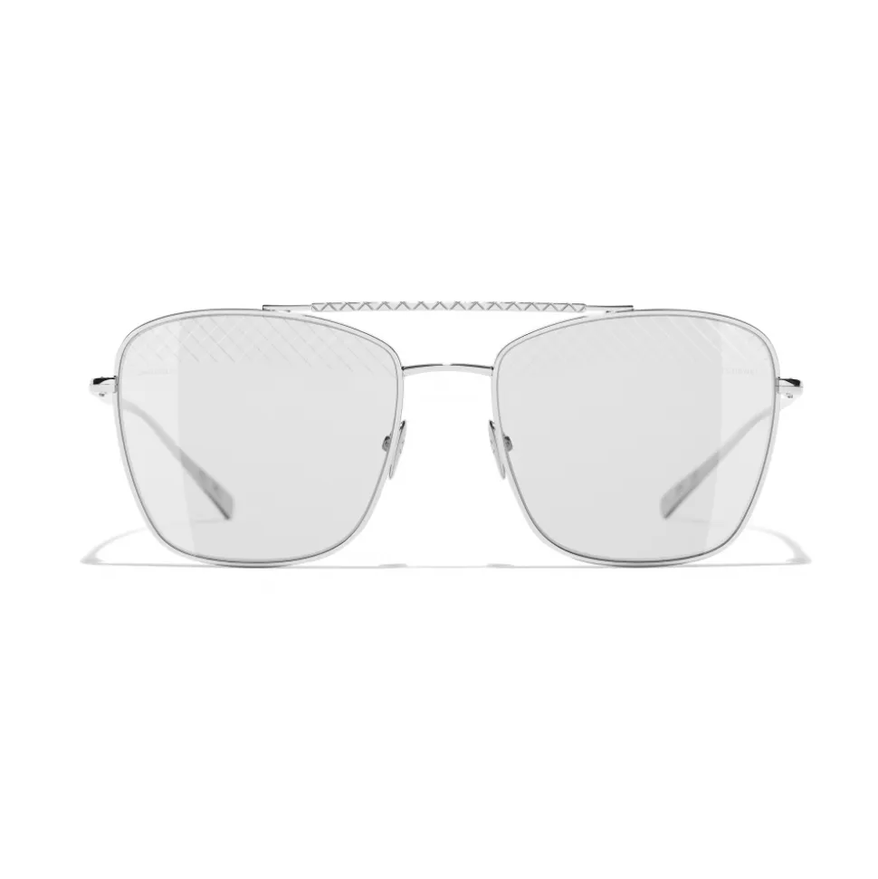 Chanel - Pilot Sunglasses - Silver Light Gray - Chanel Eyewear - Avvenice