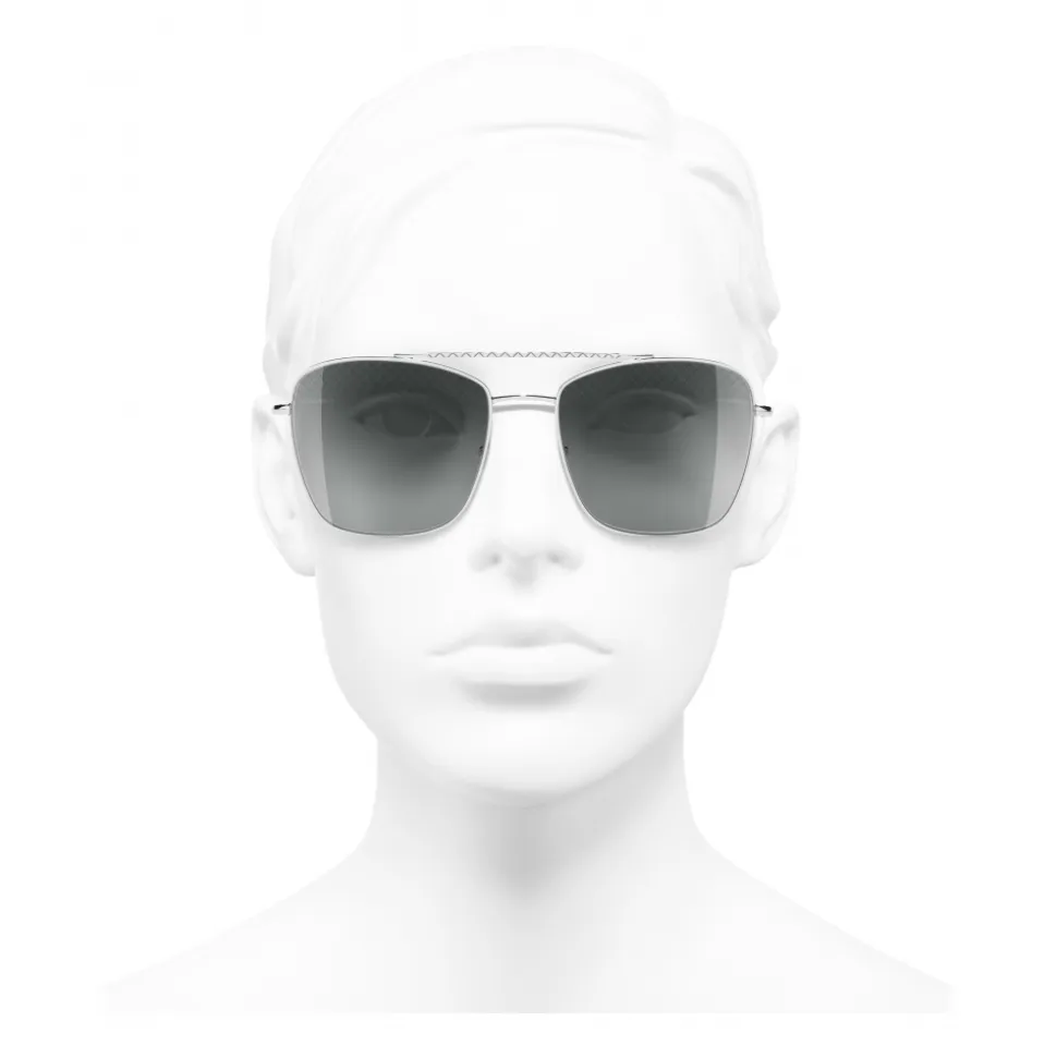 Chanel - Pilot Sunglasses - Silver Light Gray - Chanel Eyewear - Avvenice