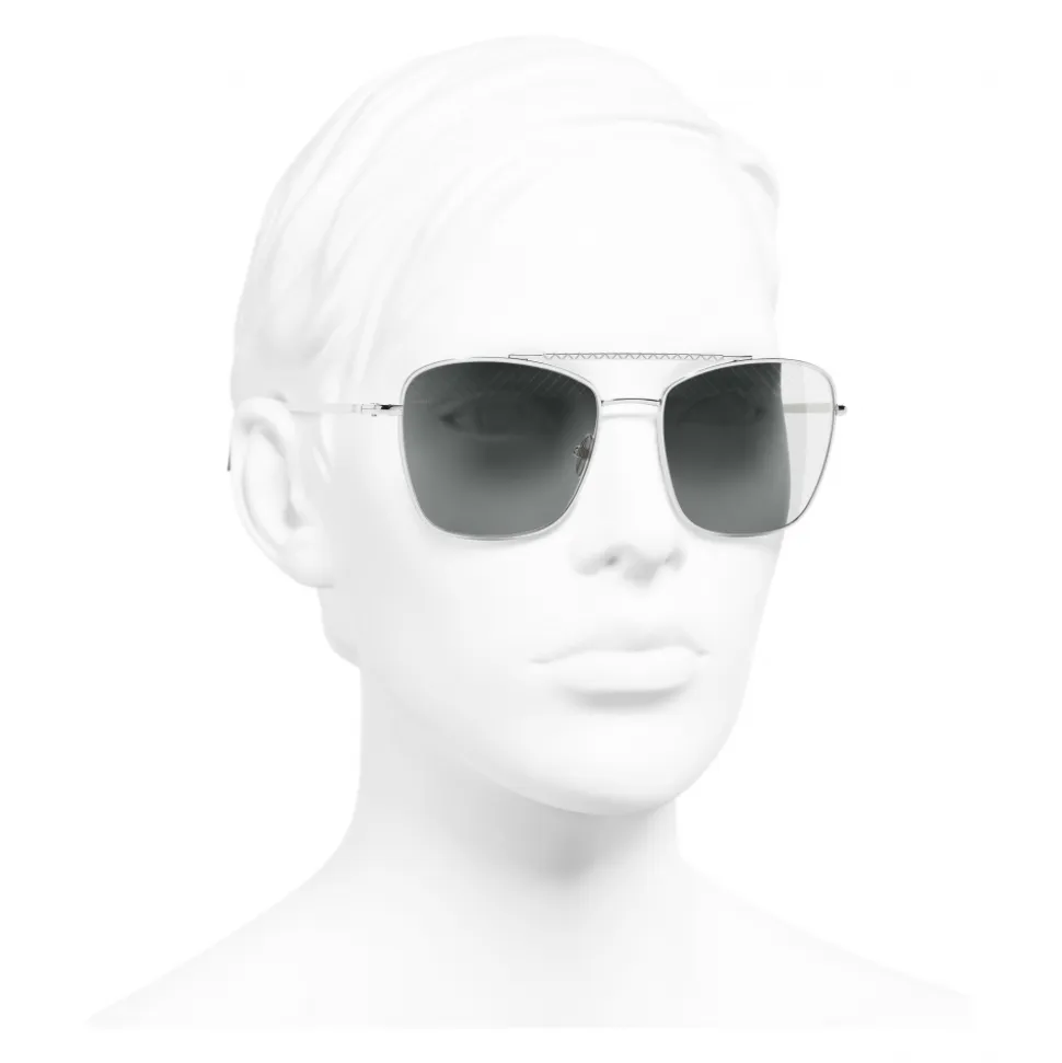 Chanel - Pilot Sunglasses - Silver Light Gray - Chanel Eyewear - Avvenice